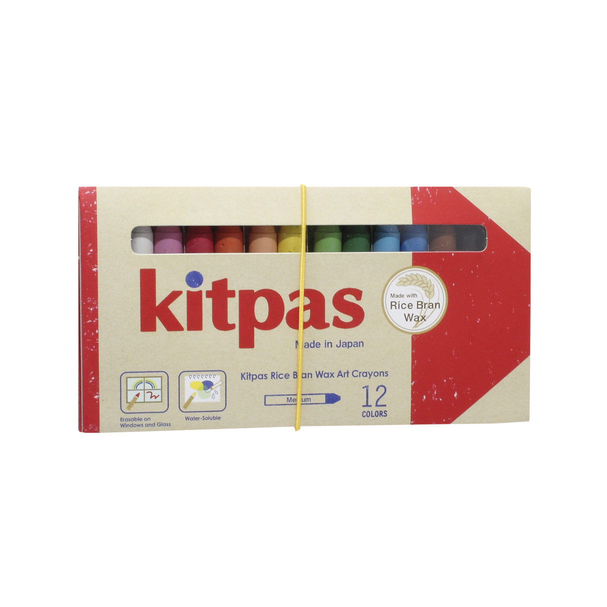 Kitpas Rice Bran Wax Crayons, 12 Pack