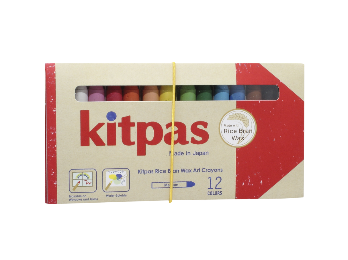 Kitpas Rice Bran Wax Crayons, 12 Pack