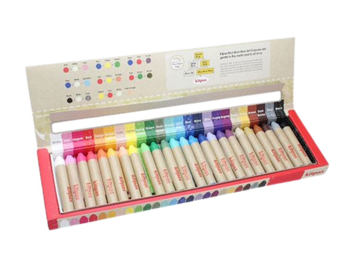 Kitpas Rice Bran Wax Crayons, 24 Pack