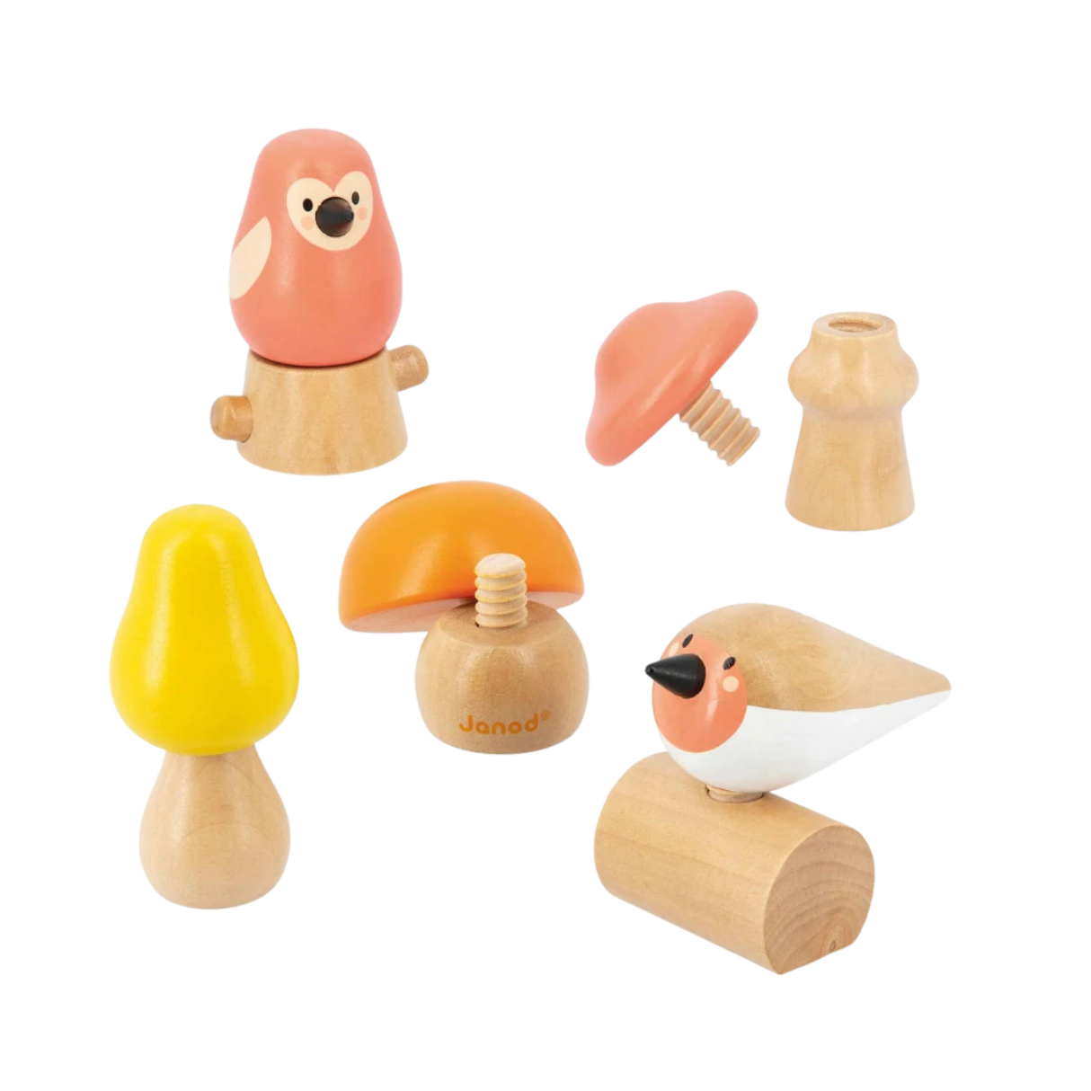 Janod Birds and Mushroom Screw Toy