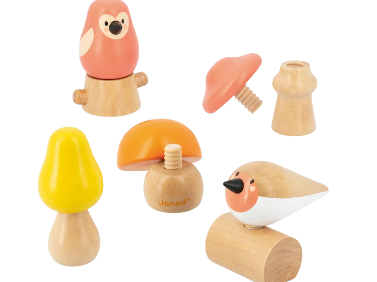 Janod Birds and Mushroom Screw Toy