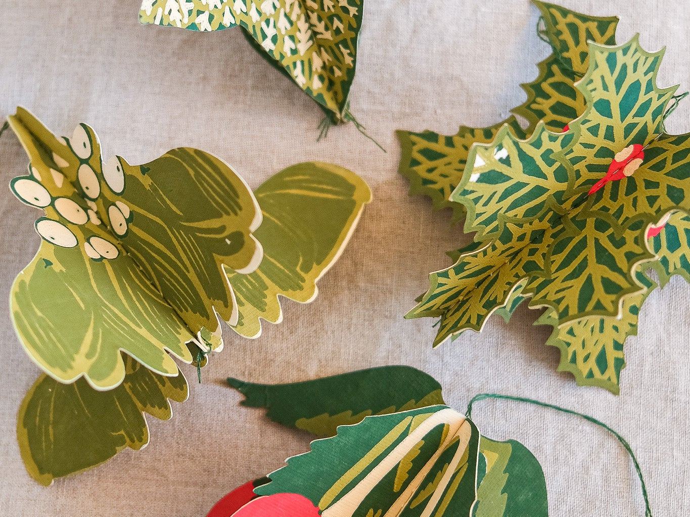 East End Press Festive Foliage Paper Ornaments