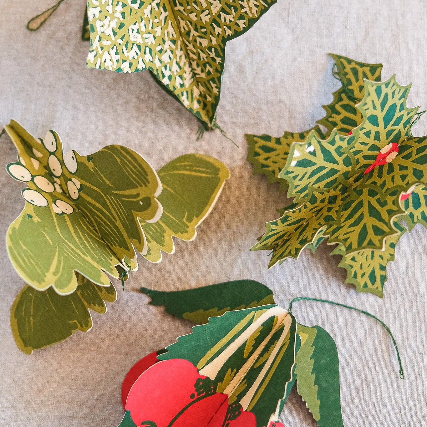 East End Press Festive Foliage Paper Ornaments
