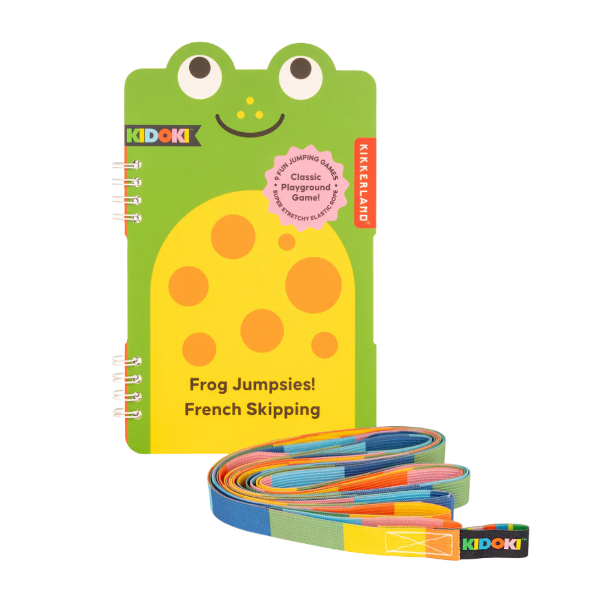 Frog-shaped packaging of KIDOKI Frog Jumpsies! French Skipping toy