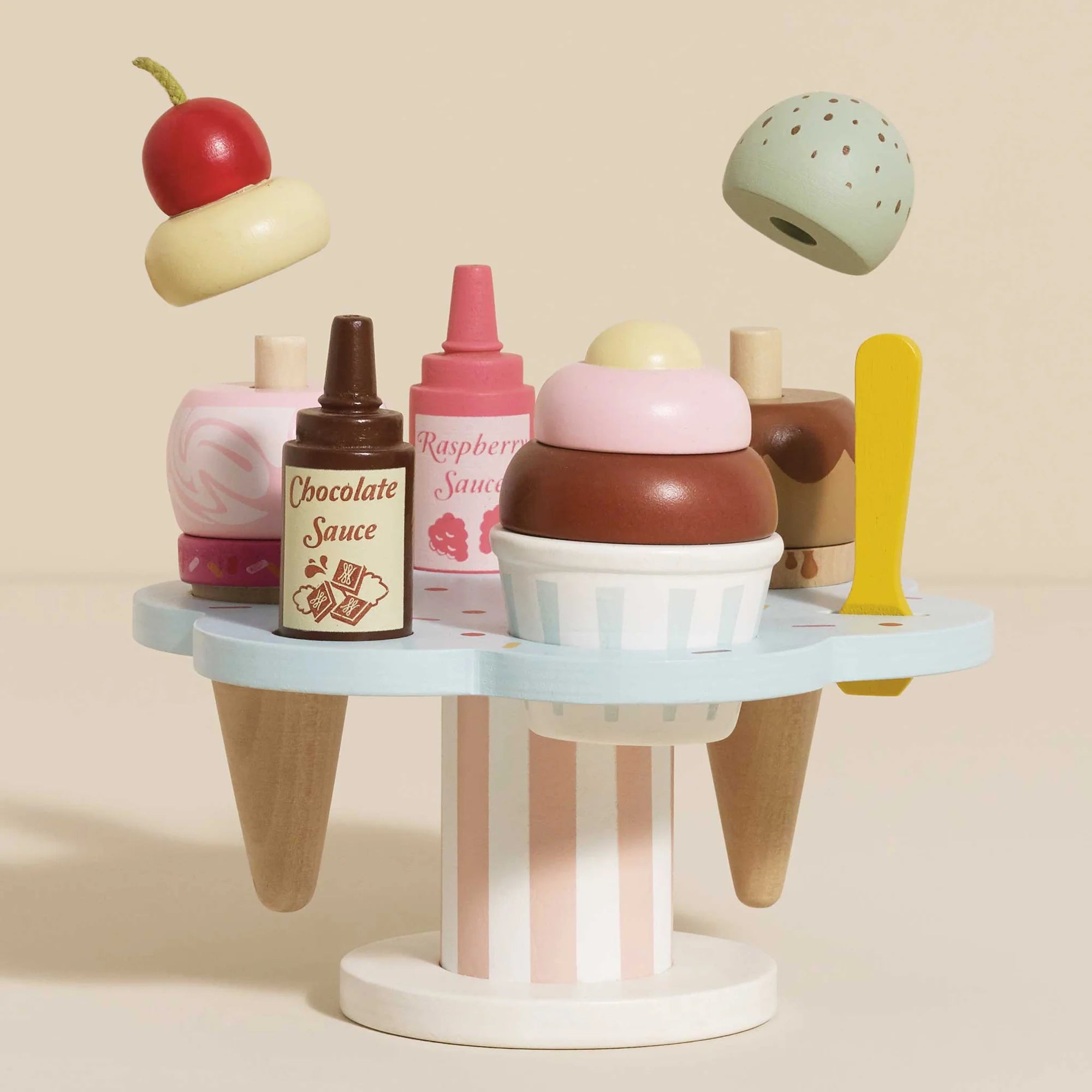Le Toy Van Wooden Ice Cream Stand with Toppings