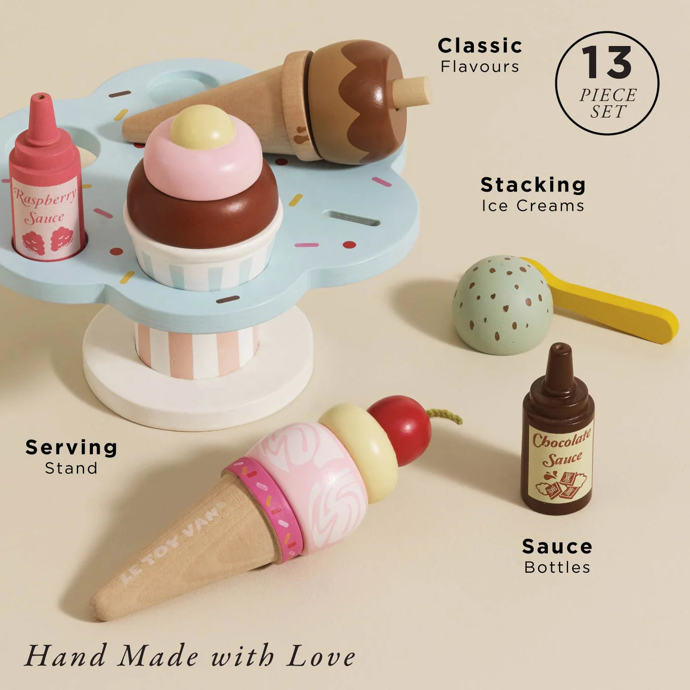 Le Toy Van Wooden Ice Cream Stand with Toppings