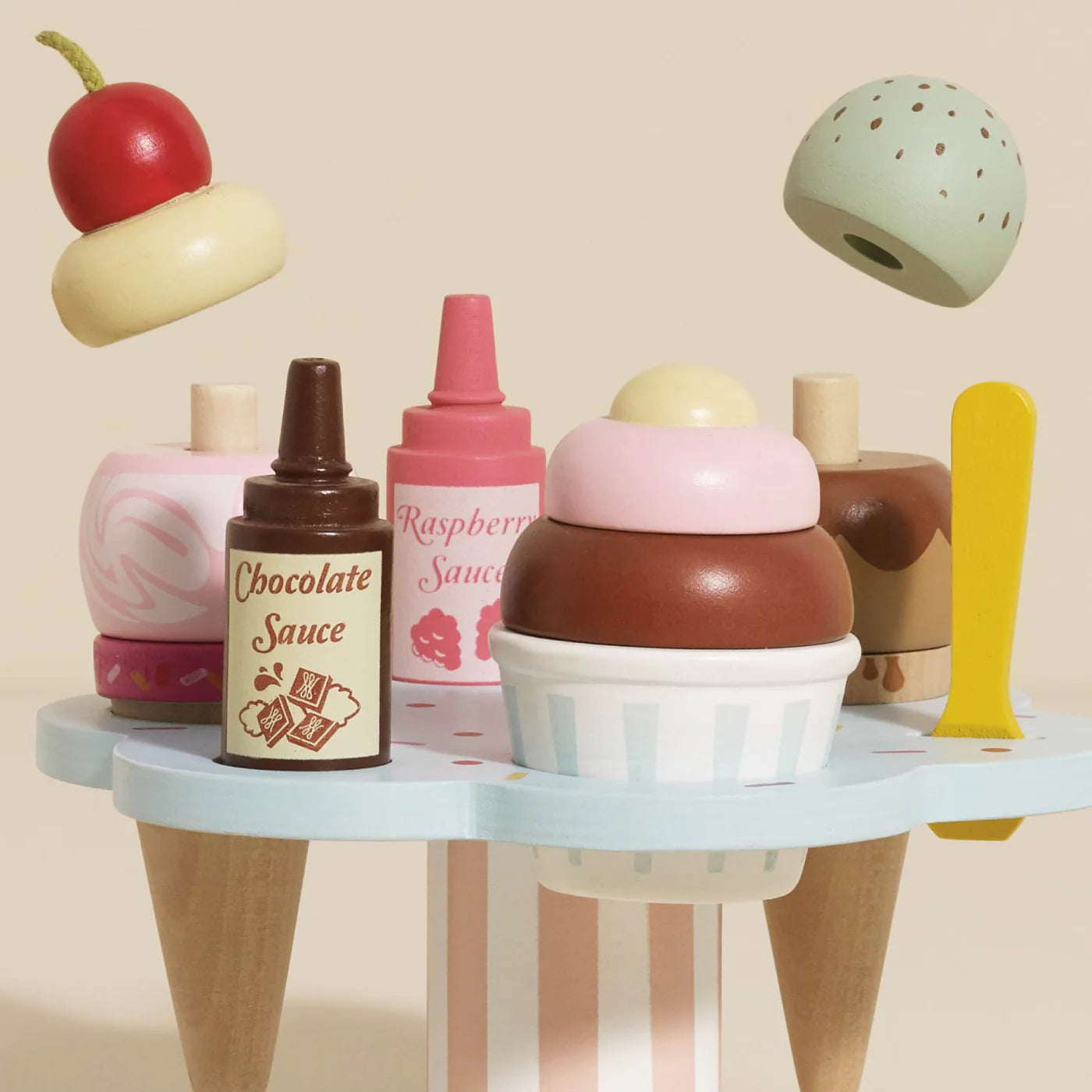 Le Toy Van Wooden Ice Cream Stand with Toppings