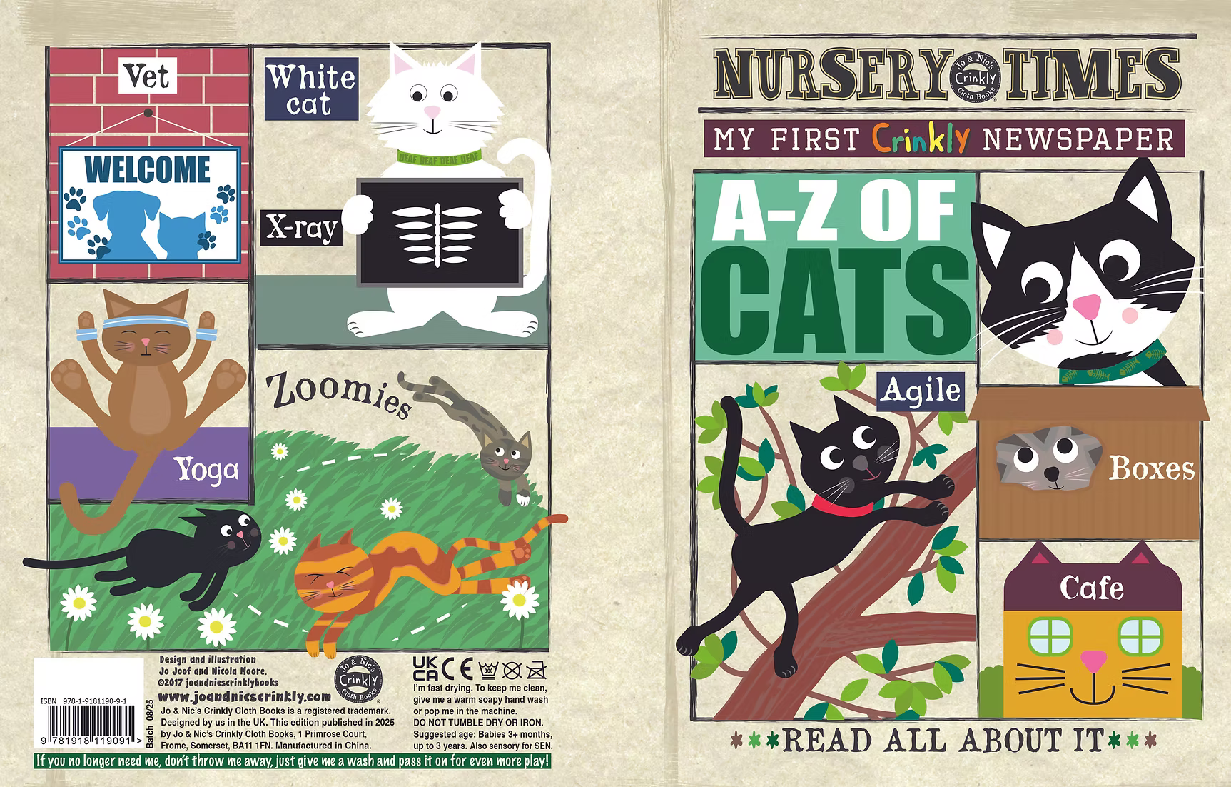Jo & Nic's Crinkly Cloth Books - A-Z of Cats