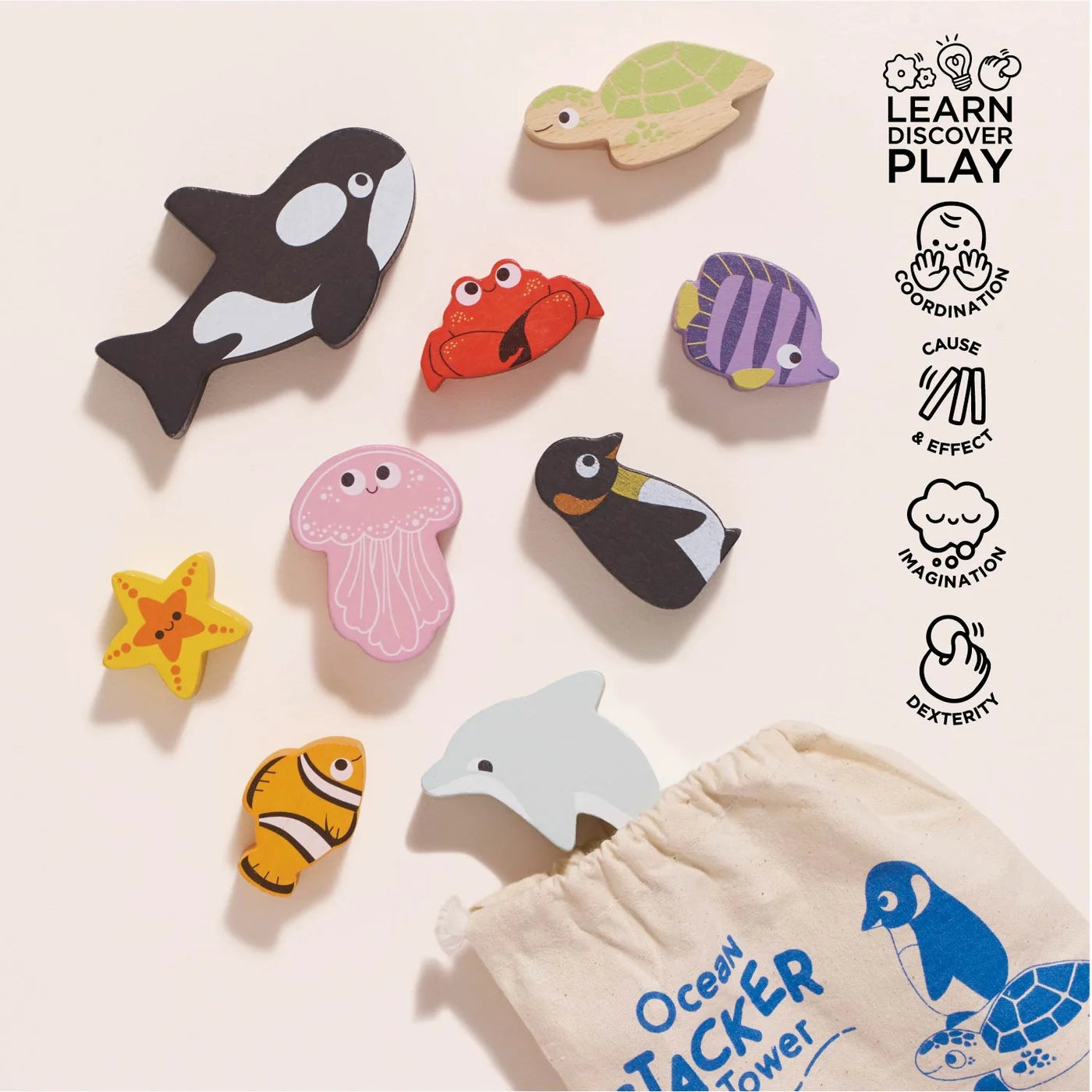 Le Toy Van Ocean Life Stacking Animals