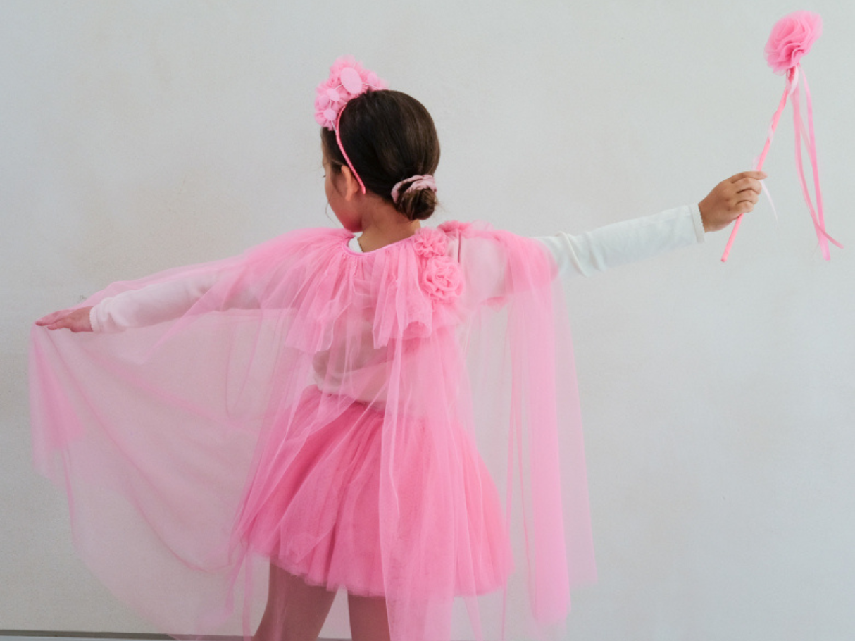 Mimi & Lula Pink Ruffle Flower Cape