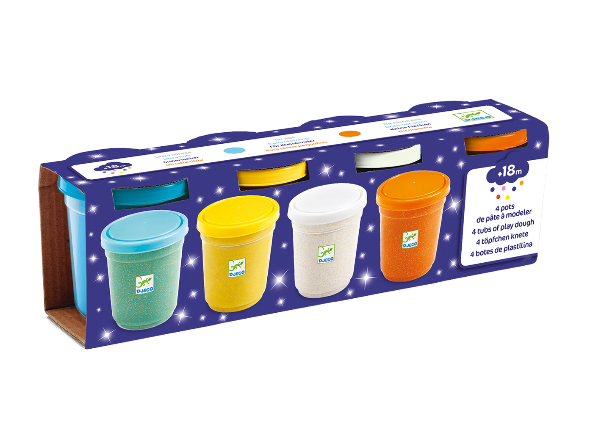 Djeco 4 Pots Glittery Play Dough