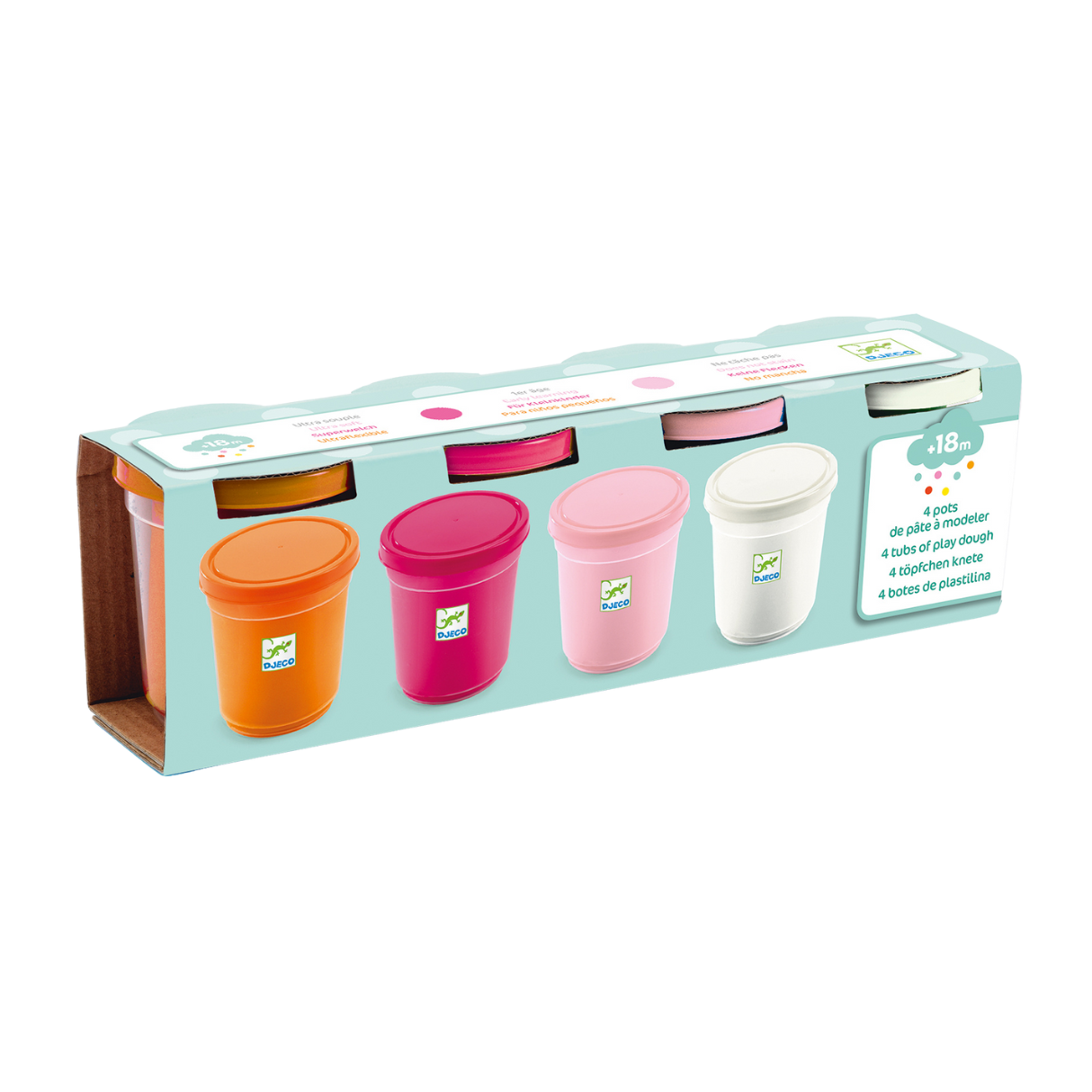 Djeco 4 Pots of Play Dough - Sweet Pastels