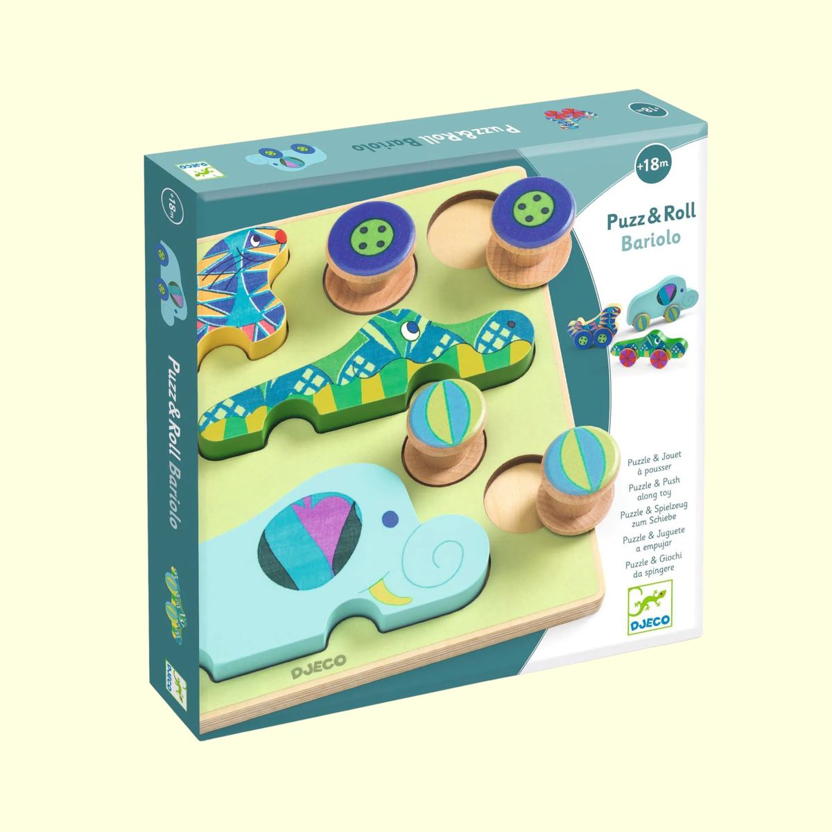 Djeco Puzz and Roll Bariolo 2-in-1 Wooden Puzzle