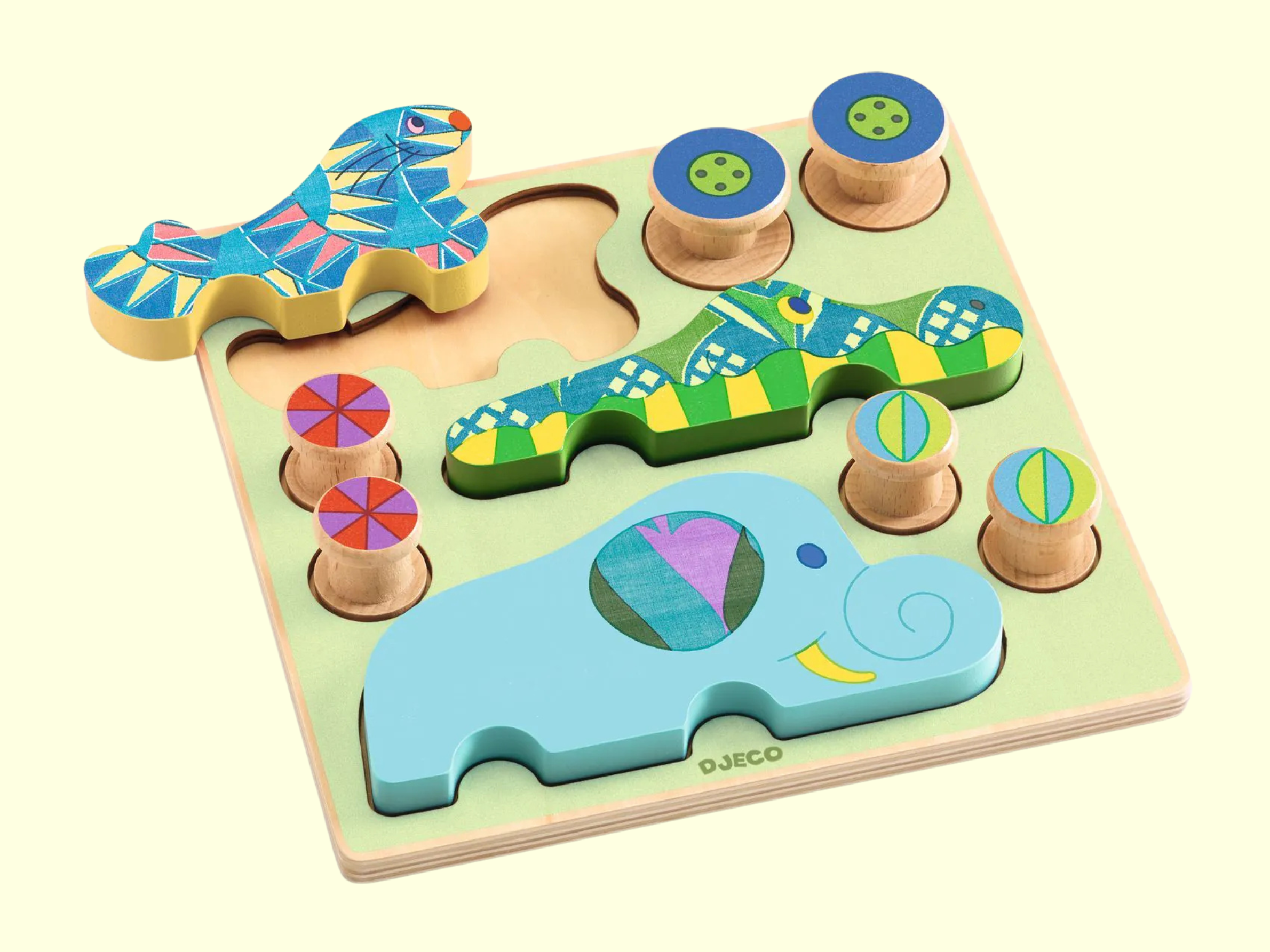 Djeco Puzz and Roll Bariolo 2-in-1 Wooden Puzzle