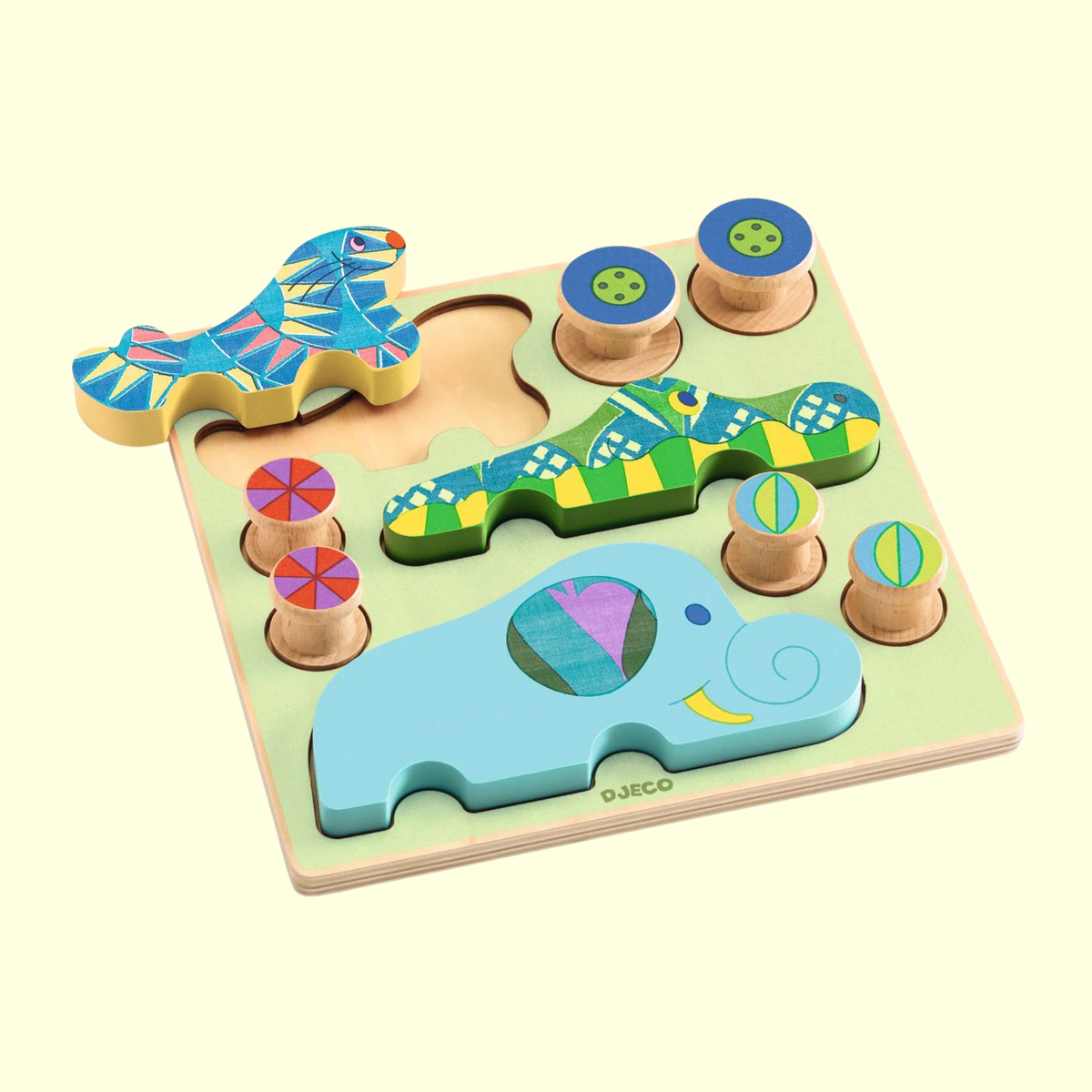 Djeco Puzz and Roll Bariolo 2-in-1 Wooden Puzzle