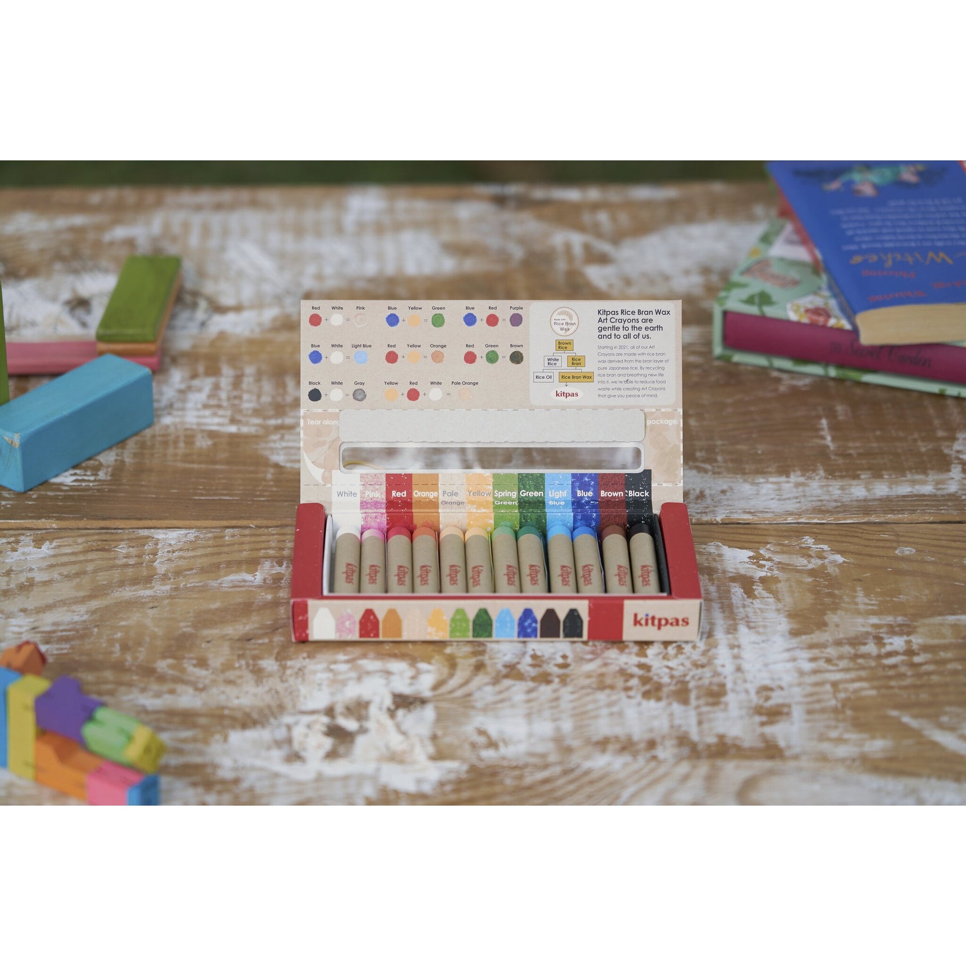 Kitpas Rice Bran Wax Crayons, 12 Pack