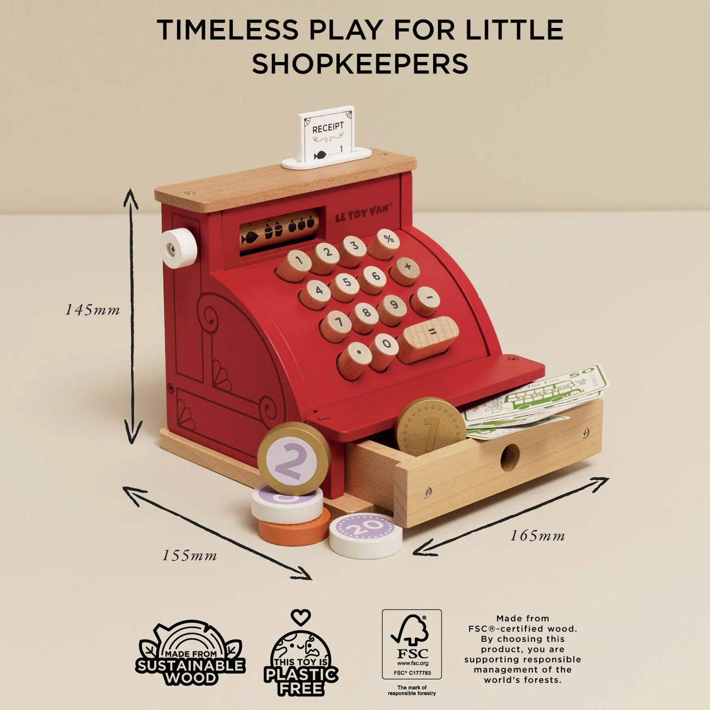 Le Toy Van Vintage Wooden Shop Till