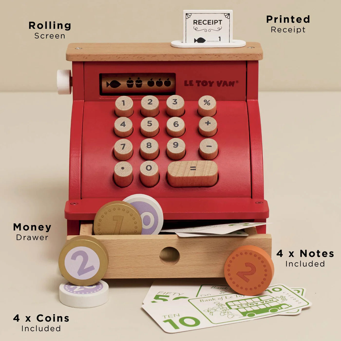 Le Toy Van Vintage Wooden Shop Till