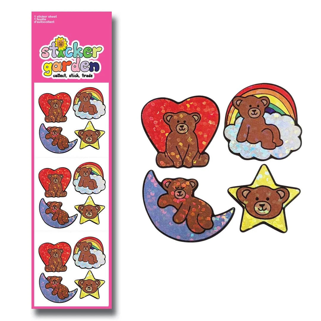 Sticker Garden Sparkle Bears in Clouds