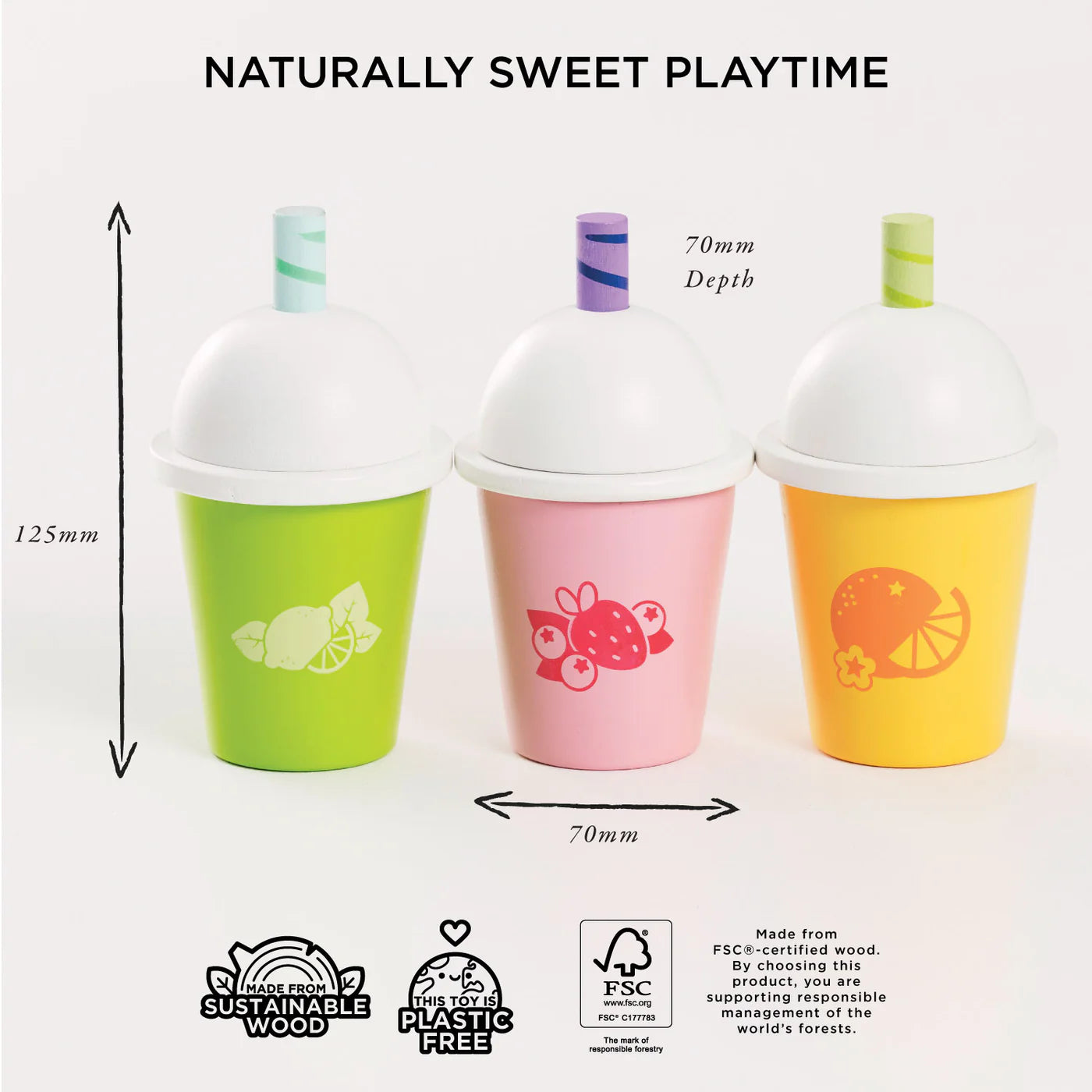 Le Toy Van Wooden Takeaway Smoothie Trio