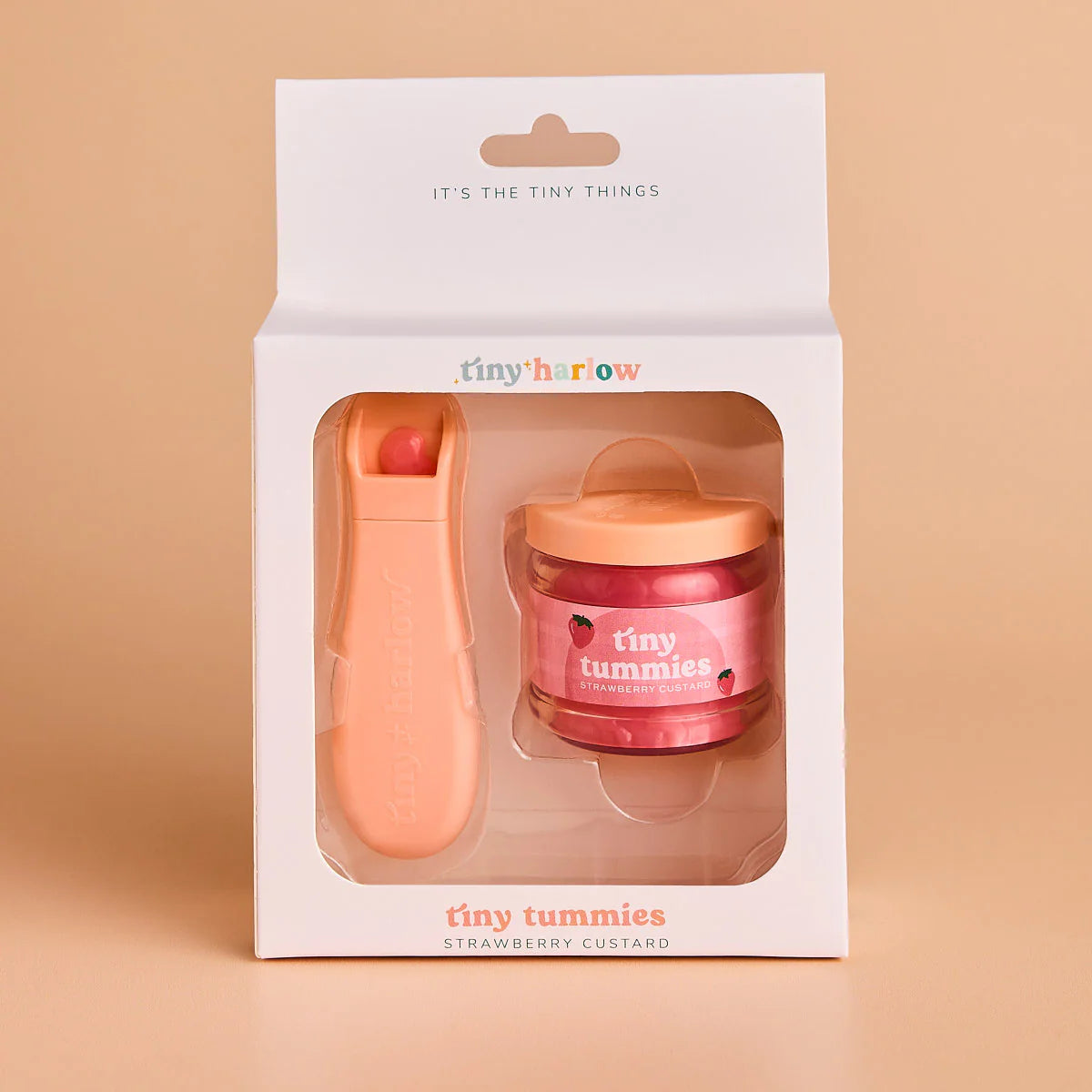 Tiny Harlow Tiny Tummies Strawberry Custard Food Jar & Spoon Set