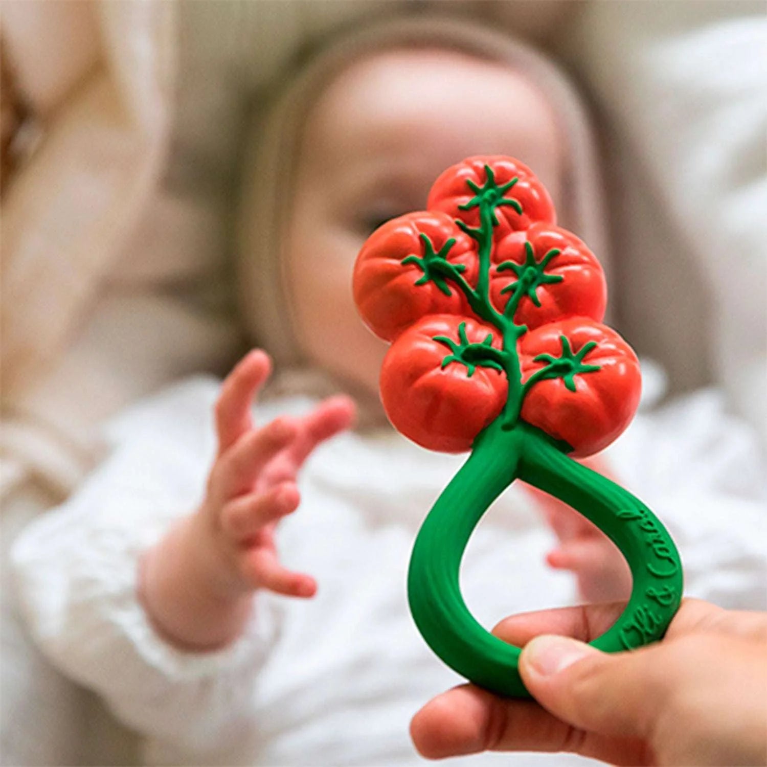 Oli & Carol Tomato Rattle Teether Toy