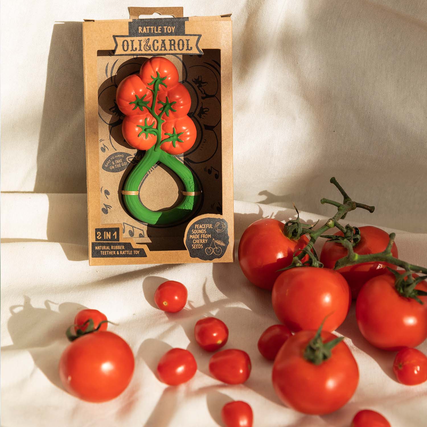 Oli & Carol Tomato Rattle Teether Toy