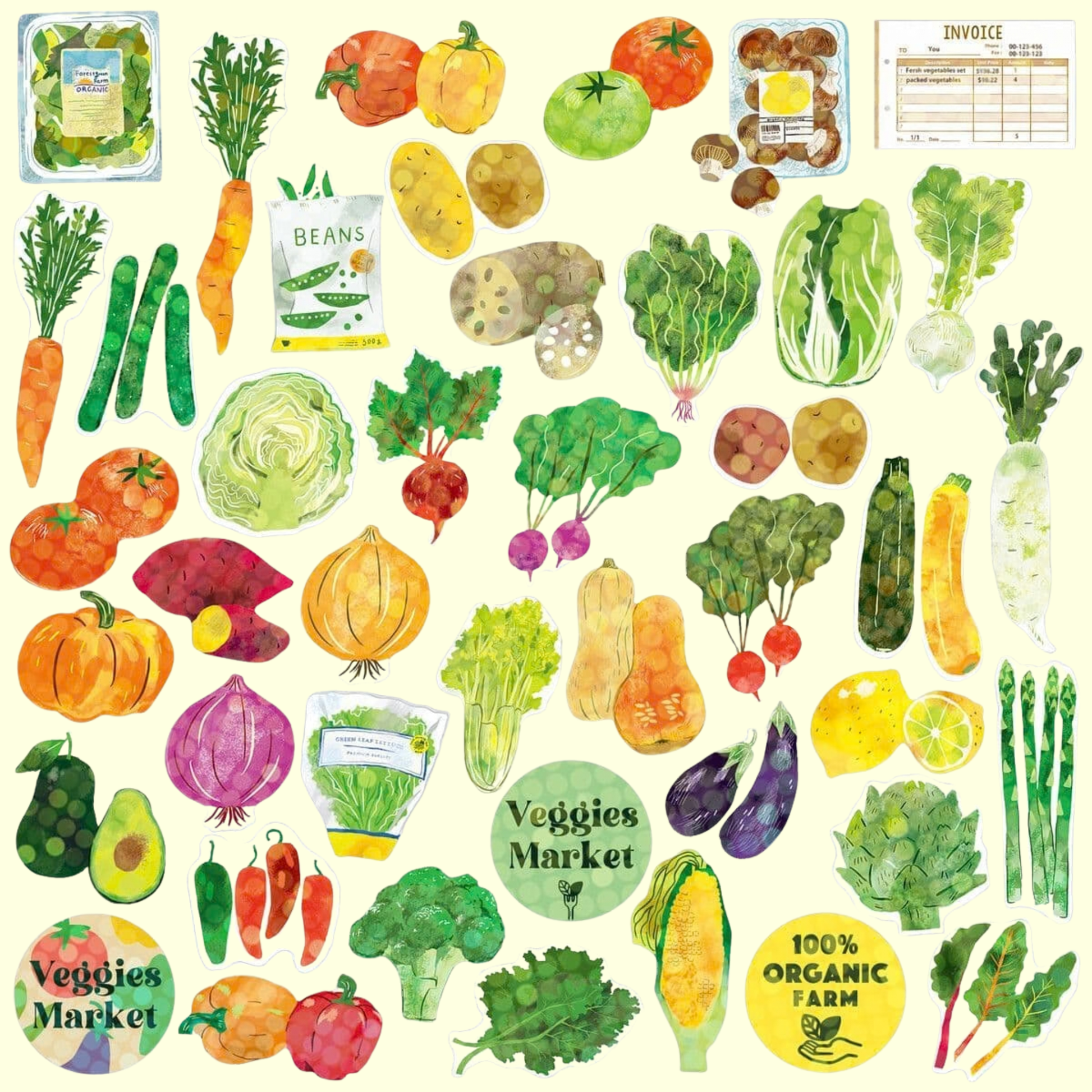 Greeting Life Vegetable Market Stickers