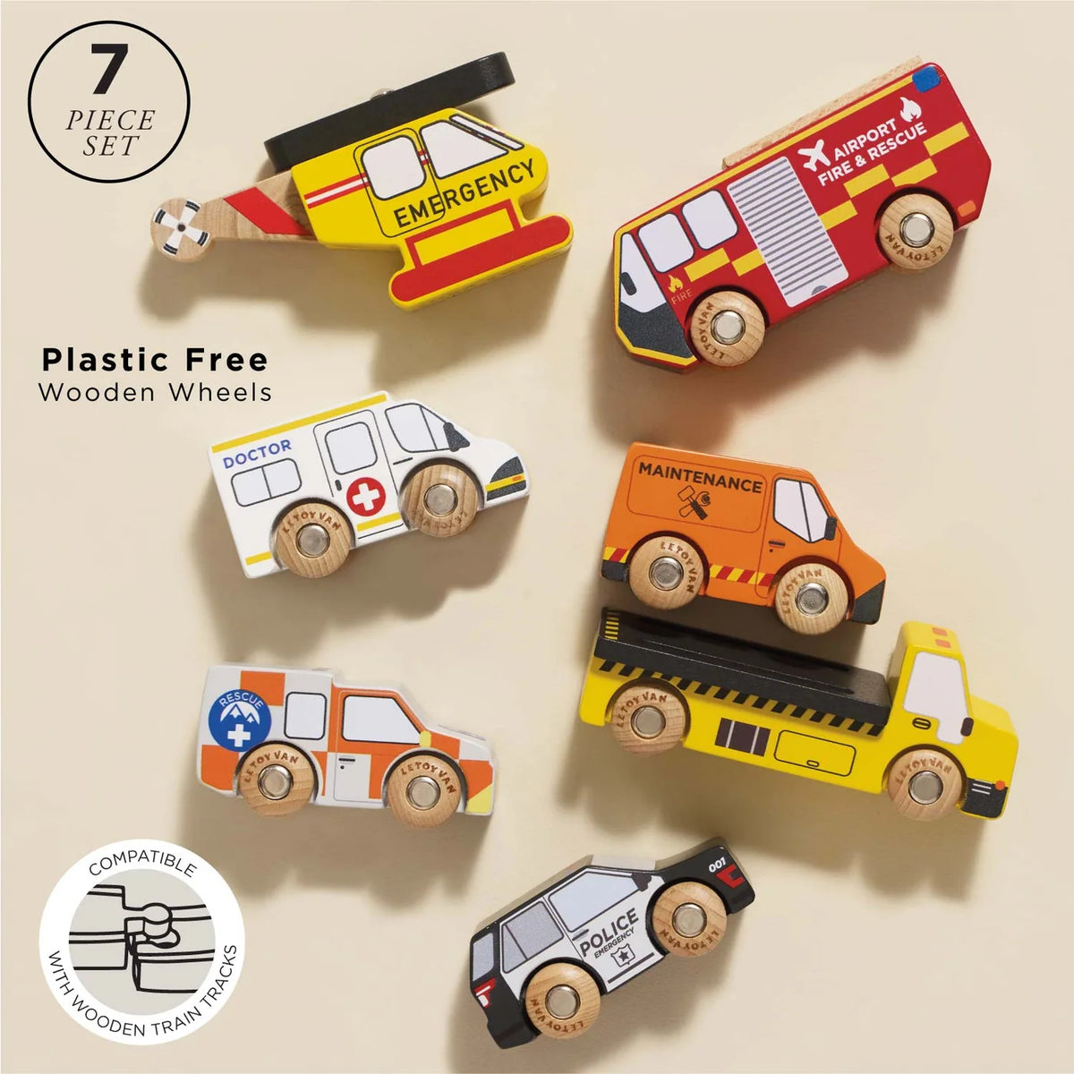 Le Toy Van Emergency Helicopter & Rescue Vehicle Set