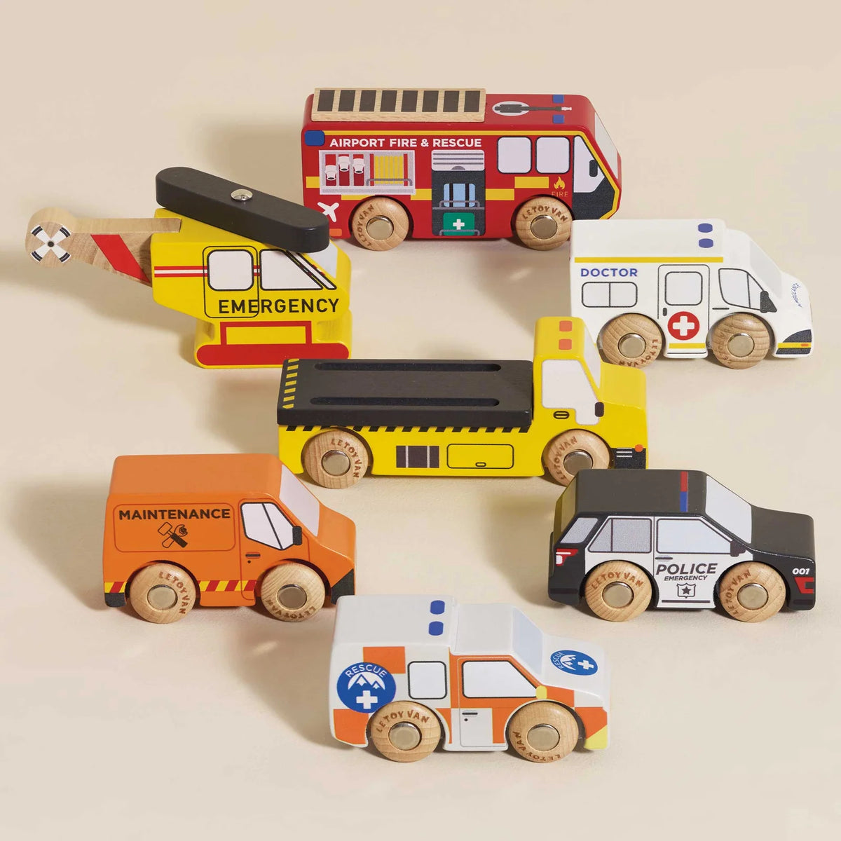 Le Toy Van Emergency Helicopter & Rescue Vehicle Set