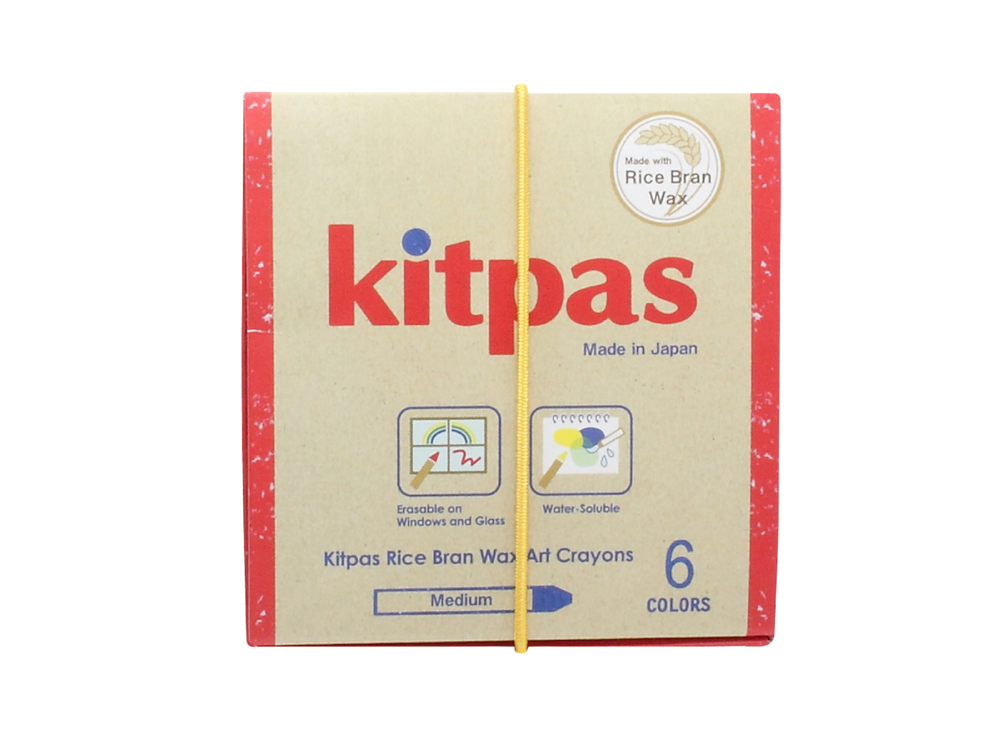 Kitpas Rice Bran Wax Crayons, 6 Pack