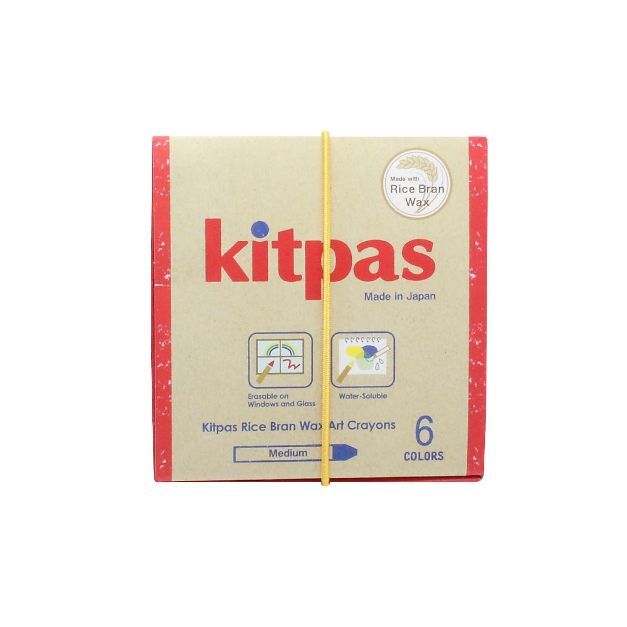 Kitpas Rice Bran Wax Crayons, 6 Pack