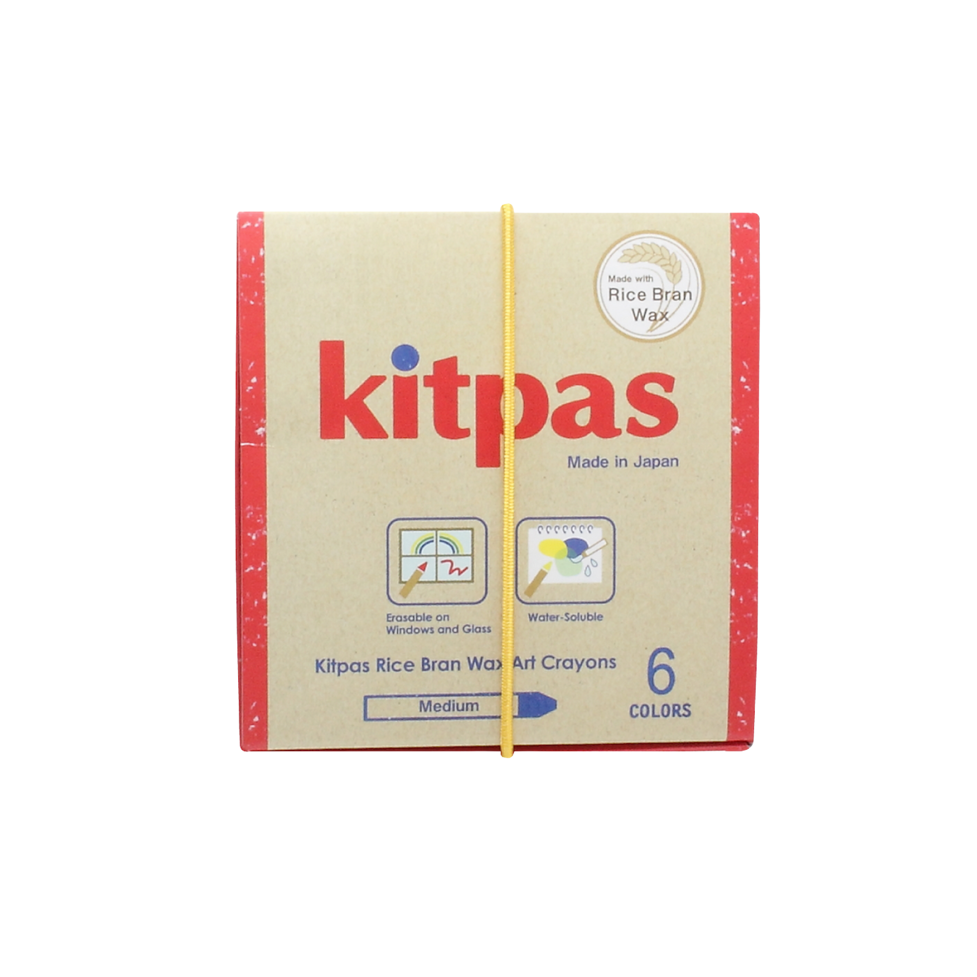 Kitpas Rice Bran Wax Crayons, 6 Pack