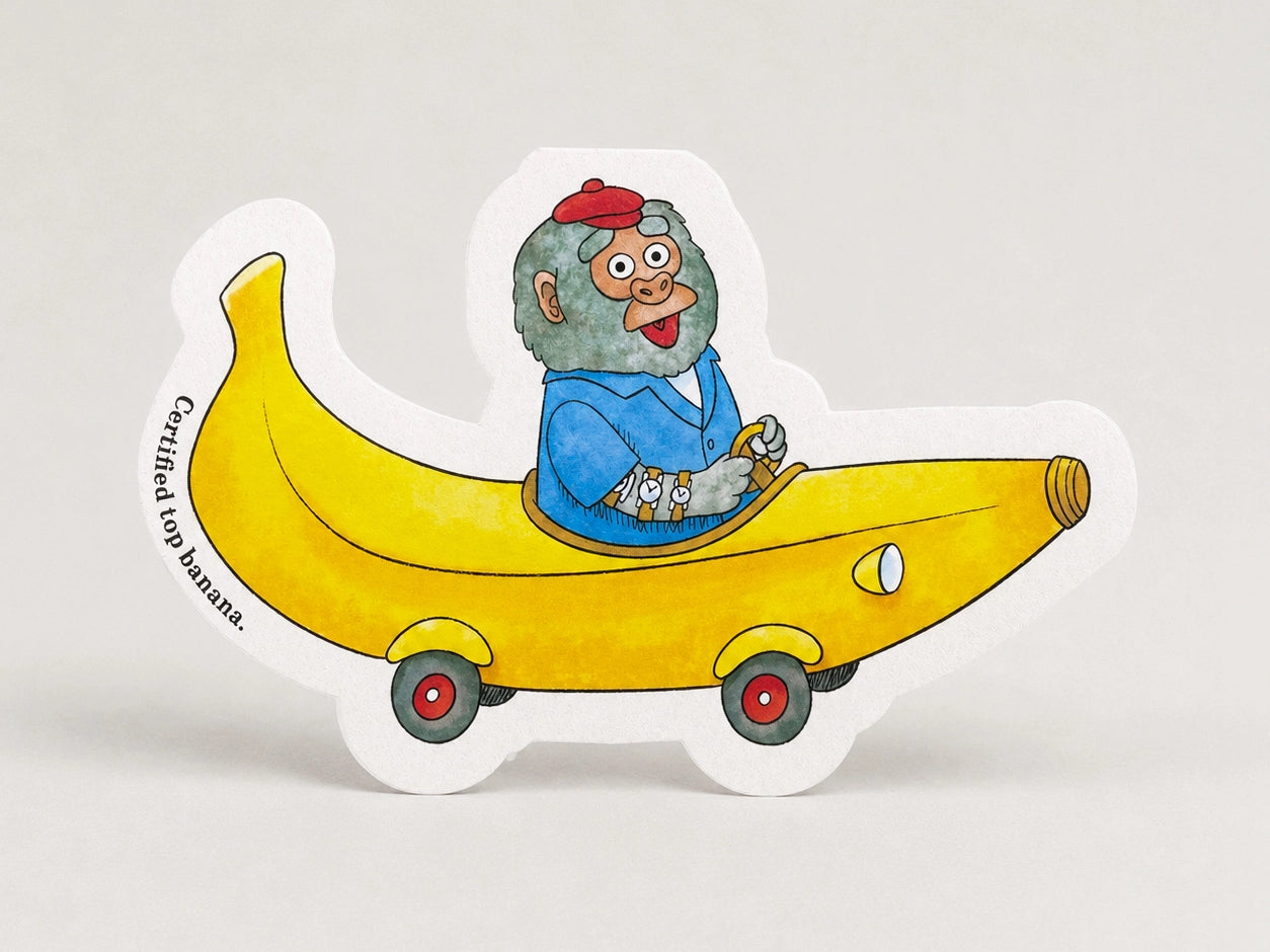 Gorilla Banana Car Greetings Card - Richard Scarry