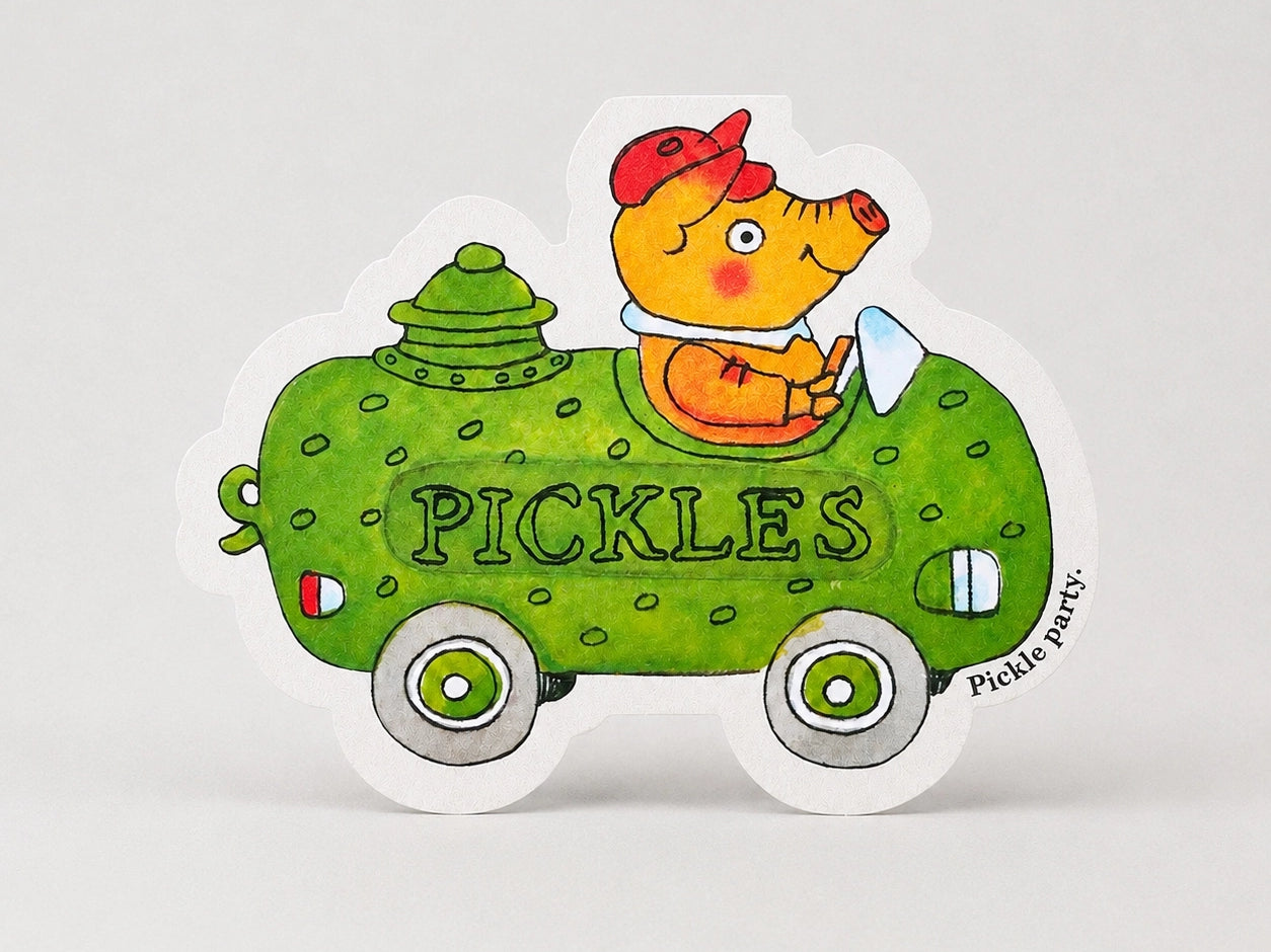 Pickle Pig Car Greetings Card - Richard Scarry