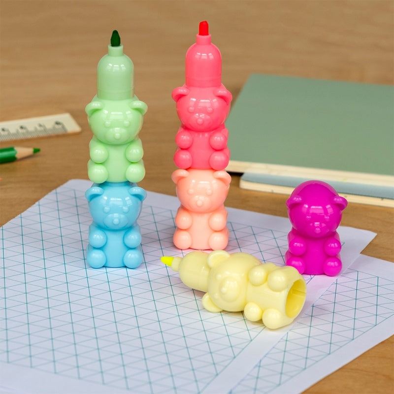 Rex London Stackable Highlighter Set: Teddy Bear