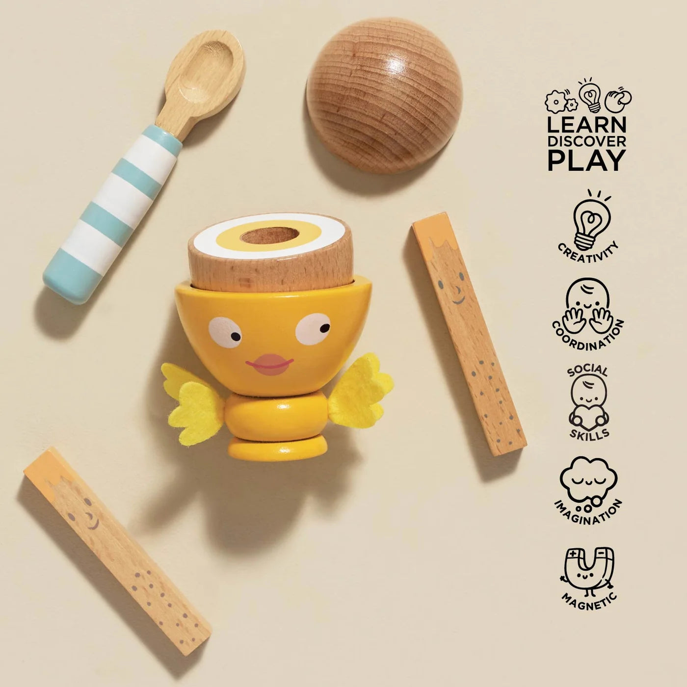Le Toy Van Wooden Egg Cup & Soldiers