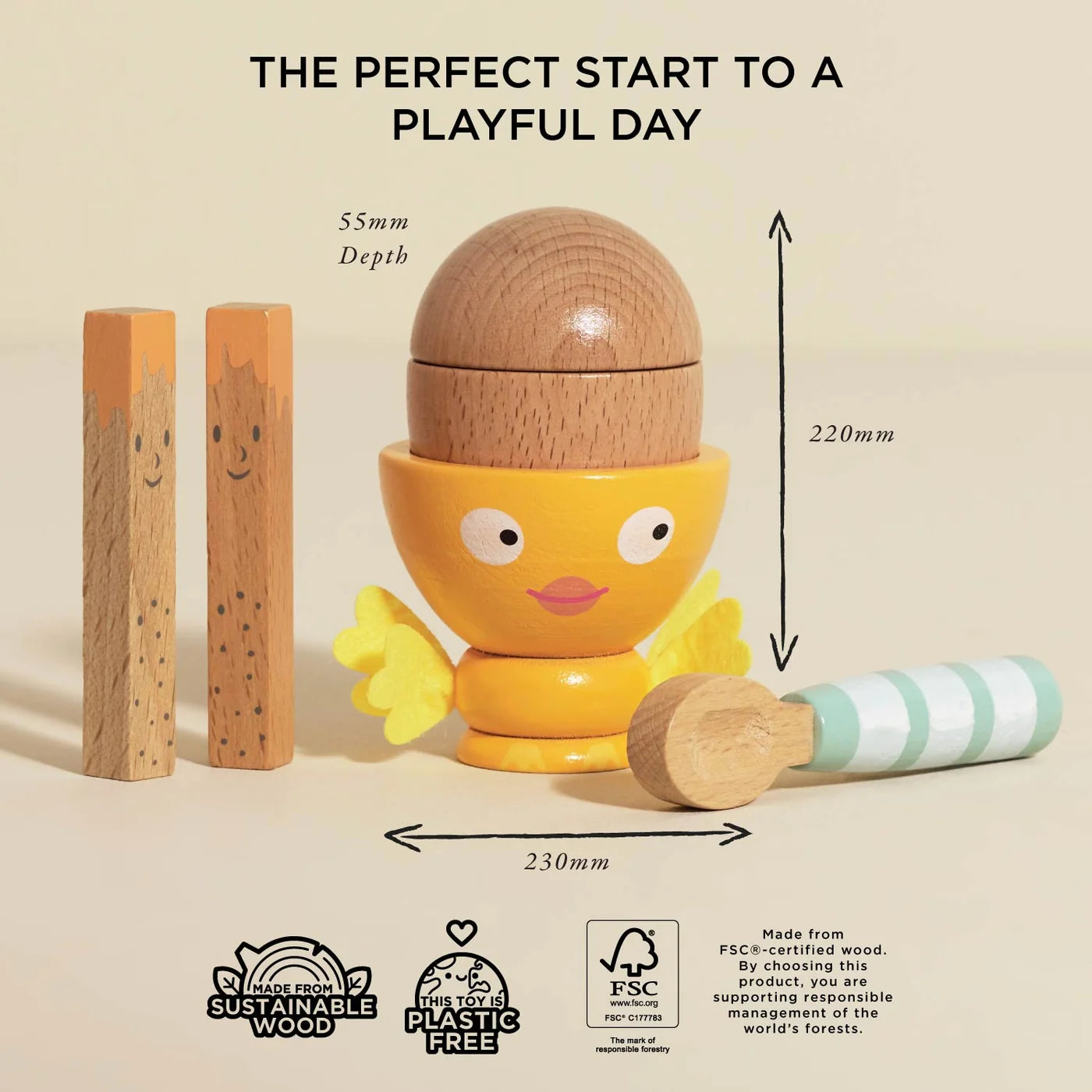 Le Toy Van Wooden Egg Cup & Soldiers